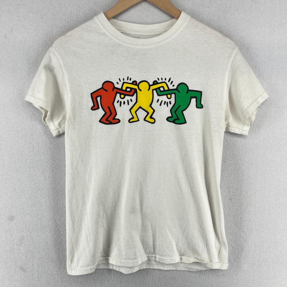 KEITH HARING Shirt Adult S Dancing Friends Ripple Junction Short Sleeve White